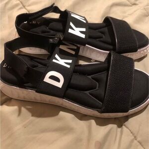 DKNY Black and White Logo Sandals